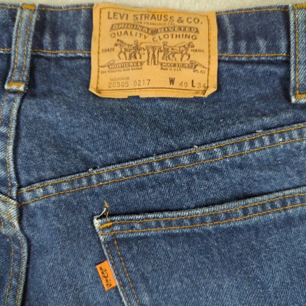 Vintage Levis 505 Jeans Men 40x34 (Actual 38x34) Straight Leg Orange Tab USA 80s